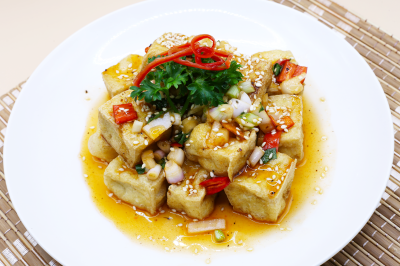 Đậu Hủ Chiên Nước Mắm - Deep fried tofu in vege fish sauce